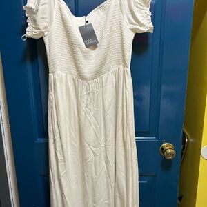 White Smocked Maxi Dress